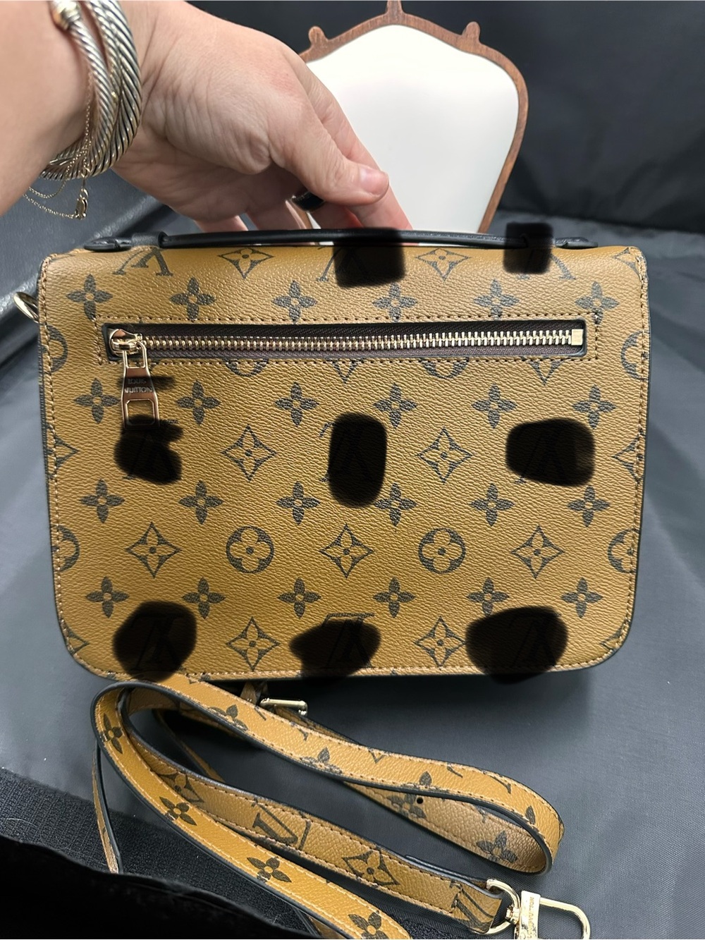INSPOOO Monogram Convertible Women’s Crossbody Bag - Brown/Tan - Picture 3 of 4
